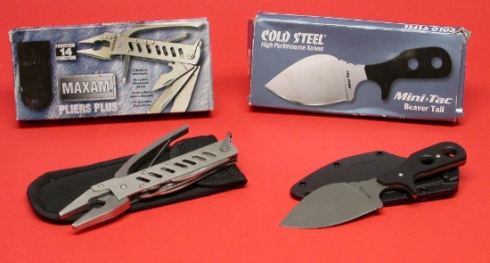 Cold Steel Mini-Tac BeaverTail Knife & a Maxam Pliers Plus (JGD)