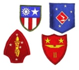 Four US & USMC WWII-1950s era Shoulder Patches (A)