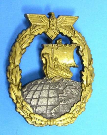 German Kreigsmarine WWII Auxiliary Cruiser War Badge  (A)