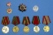 Soviet Military WWII Order of the Patriotic War, Five Medals and Two Pins (FGL)