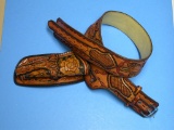 Fine Mexican Style Highly Tooled Western Holster and Belt (ALH)