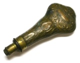 English C & J.W. Hawksley, Sheffield Ornate Brass 1850s Powder Flask (RPA)
