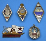 Group Lot of Five Soviet Naval Badges (A)