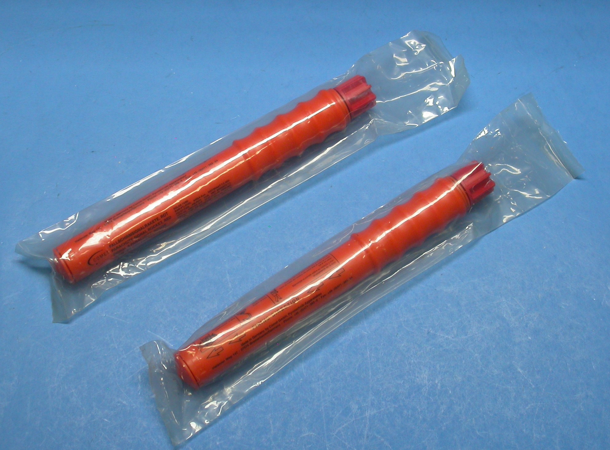 Two Comet Marine Red Parachute Signal Flares