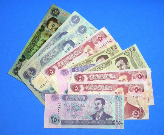 10 Iraqi Saddamn Hussein Dinar Notes (A)