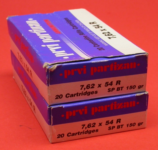 Two 20-Round Boxes of Previ-Partisan 7.62x54r SP 180 Gr Ammunition (A)