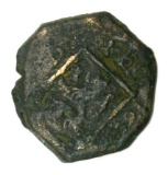 Ancient Spanish 1600s Bronze Cob Coin (A)