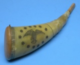 Nice Scrim-Shawed Antique Powder Horn (A)