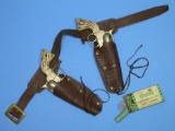 Two Mattel Fanner 50 Cap Gun Revolvers with Holster Rig and Caps (JGD)