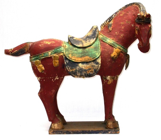 Antique Chinese Wooden Temple Horse (A)