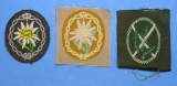 Three German Military WWII BEVO & Wool Alpine Mountain Troop Patches (SMD)