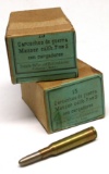 Two 20-Round German Contract DWM 7mm Mauser Ammunition Boxes (HKB)