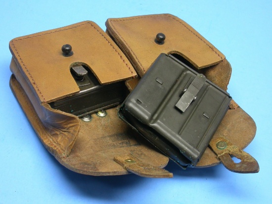 Two French Military 7.5mm MAS44, 49, 49/56 Rifles Magazines & Pouch (DJ)