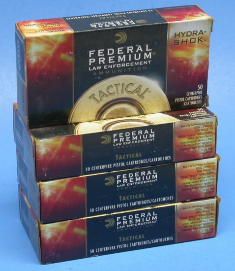 Four 50-Round Boxes of Federal Premium .45 ACP 230 Gr Hydra Shock JHP Ammunition (JWX)