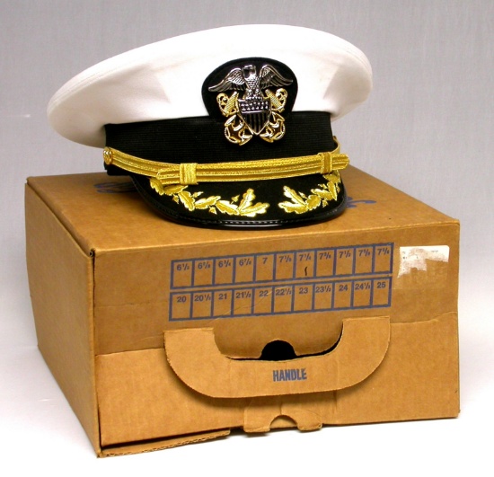 US Navy Officer's Visor Hat & Box (JMT)