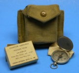 US Army Air Forces WWII Pocket Compass, Box & Pouch (MOS)