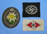 Three Pieces of German WWII Cloth Patches (KID)