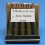 Clip of Five 7.62x54r Nagant Armor-Piercing Tracer Rounds (APL)