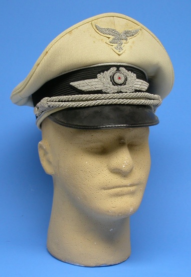 Nazi German World War II Issue Luftwaffe Officer's Tropical Visor Cap