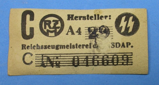 German SS WWII RZM Tag