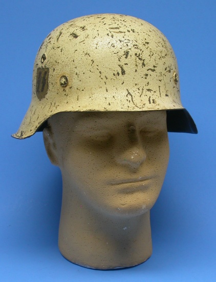 German SS single decal WWII era M42 Winter Camouflage Helmet