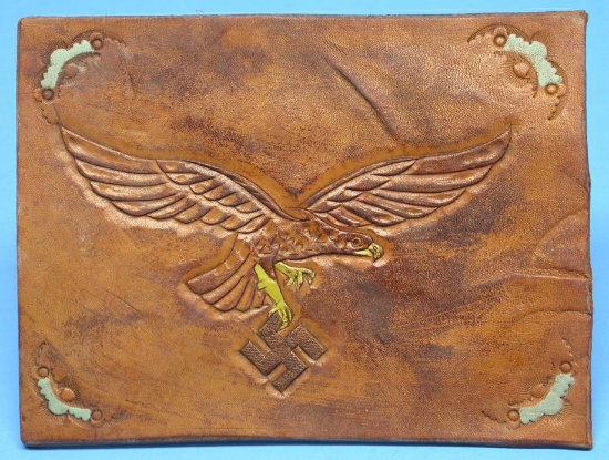 German WWII Leather Luftwaffe Embossed Art