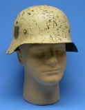 German SS single decal WWII era M42 Winter Camouflage Helmet