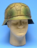 Chicken-wire German SS single-decal WWII era M42 D-Day Hedgerow Camouflage Helmet Helmet