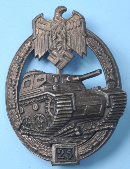 Nazi German World War II Era Panzer Assault Badge for 25 Engagements (A)