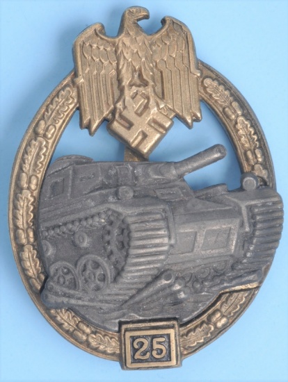 German Military WWII "25" Panzer Assault Badge (KID)