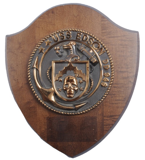 US Navy Heavy Brass USS Edson Ship Plaque (A)