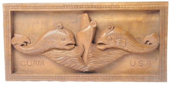 Hand-carved US Navy Submarine Dolphin Plaque (A)