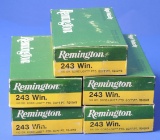Five 20-Round Boxes of Remington .243 100 Grain Ammunition (H)