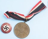 German Military WWII War Merit Medal and a Party Pin (JMT)