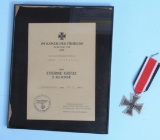 German Military WWII Iron Cross 2nd Class and Award Document (JMT)