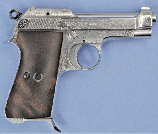 Italian Engraved Beretta M1935 Nickle plated 7.65 Semi-Auto Pistol - FFL # 921200 (LAM 1)