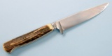 Custom German hunters knife w/ stag handle. (LAM)