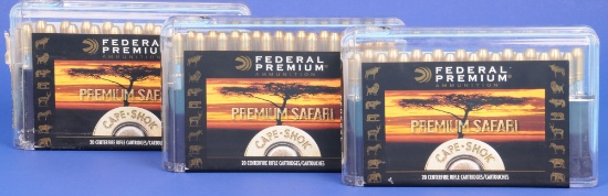 Three 20-Round Boxes of Federal 9.3x62mm Mauser Ammunition (JGD)