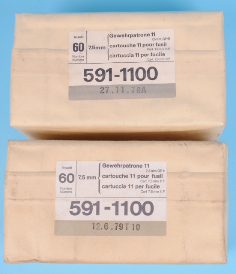 Two Swiss Military 60-Round Packs of 7.5x55mm Match Grade Ammunition (JGD)