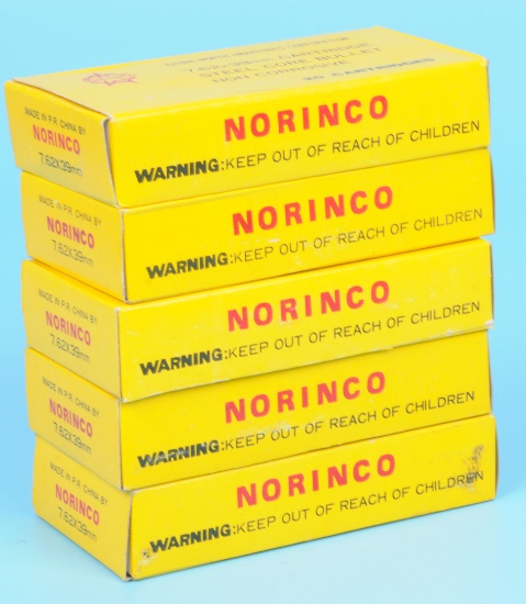 Five 20-Round Boxes of Chinese NORINCO 7.62x39mm Ammunition (JGD)