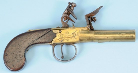 English "Sharpe" London 1800s era Bronze Flintlock Pistol - no FFL needed (KEN 1)