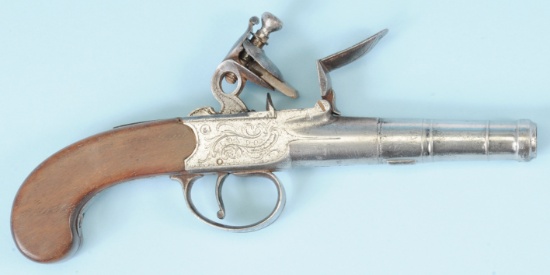 English "Barbar" London 1800s era Screw-Barrel Flintlock .45 Caliber Pistol - no FFL needed (KEN 1)
