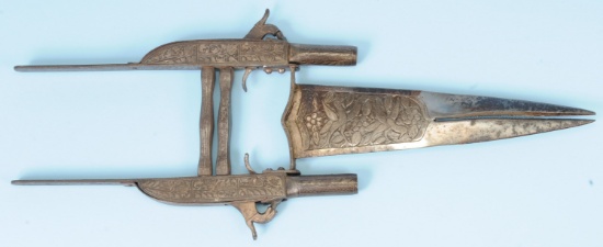 Indo-Persian 19th Century Combination Pistol Katar Dagger (KEN)