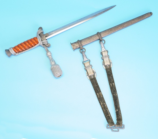 German Army WWII issue Officer's Dress Dagger, Dagger Knot and Hangers  (KEN)