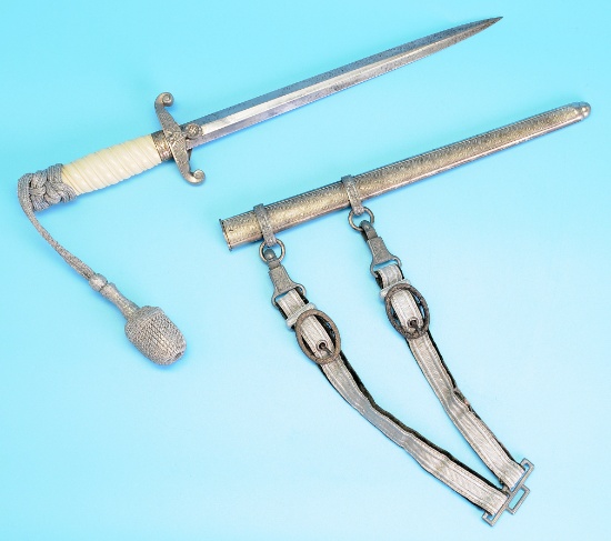 German Army WWII Officer Dress Dagger, Knot and Hangers (KEN)