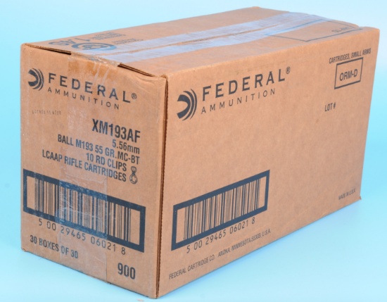 900-Round Case of Federal XM193AF M193 Ball 5.56mm Ammunition (PD)
