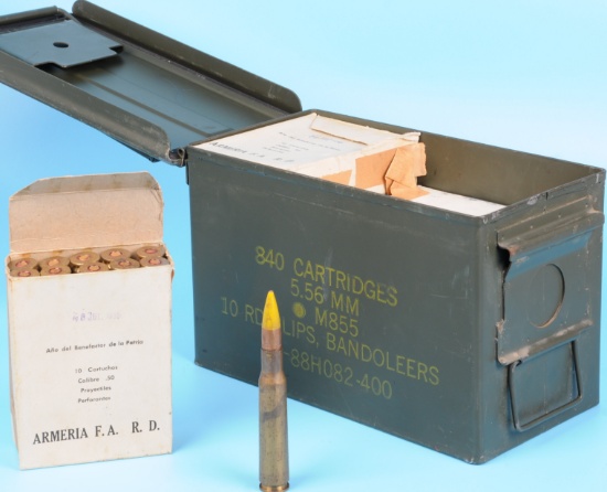 98 Rounds of Dominican Republic Armeria F.A. .50 BMG Yellow Tip Armor-Piercing Surplus Ammo (MJS)