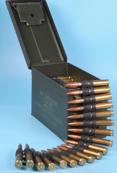 1970s era Ammo Can of 95 Rds of Greek Military HXP 50-BMG Linked Ammunition (MJS)