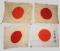 Four Imperial Japanese WWII Silk National Flags (KEN)
