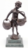 Bronze Child Carrying Two Wicker Baskets (KEN)